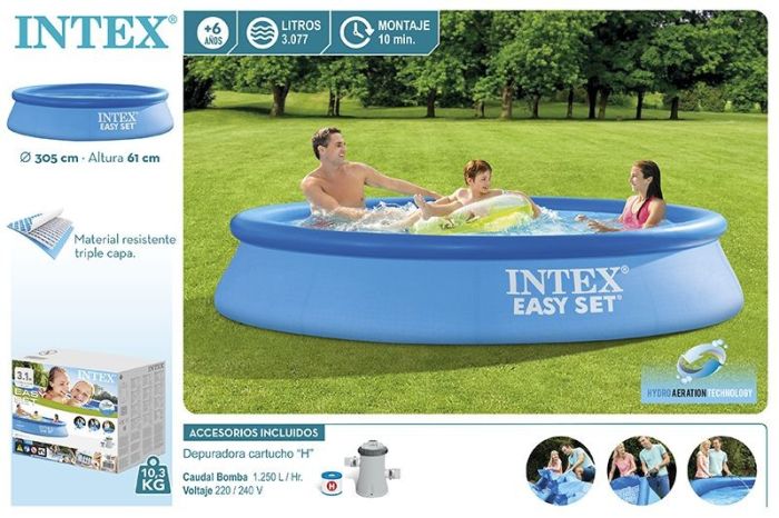Бассейн Easy Set 305х61см, 3077л, фил.-насос 1250л/ч, Intex, 28118
