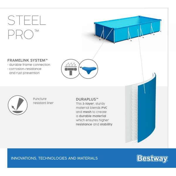 Каркасный бассейн Steel Pro 300х201х66см, 3300л, Bestway, 56404 BW