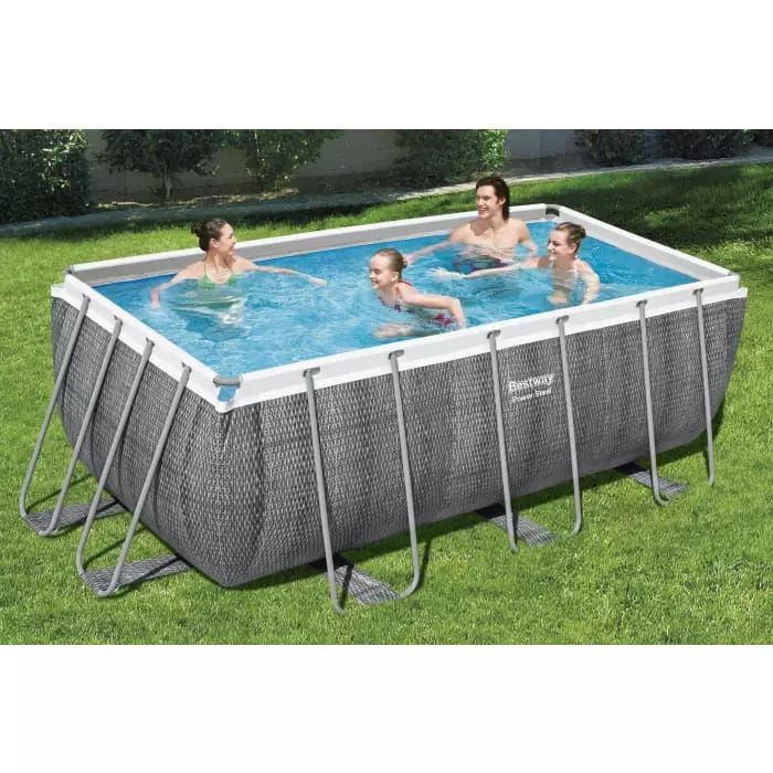 Каркасный бассейн Power Steel 412х201х122см, 8124л, фил.-насос 2006л/ч, лестница, попл.-дозатор, Bestway, 56722 BW