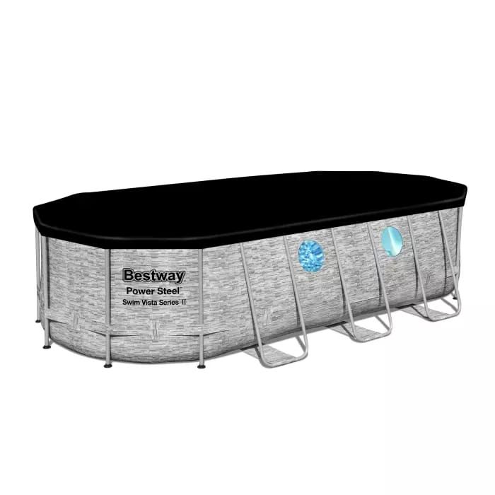Каркасный бассейн Power Steel 549х274х122см - 13430л, фил.-нас 5678л/ч, лестн, тент, Bestway, 56716 BW